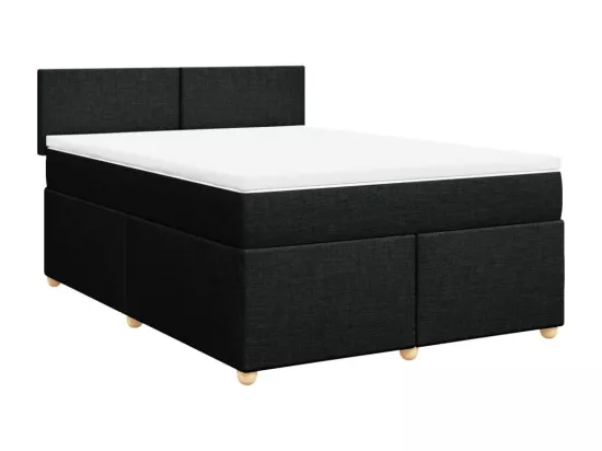 Sommier à lattes de lit avec matelas Noir 160x200 cm Tissu