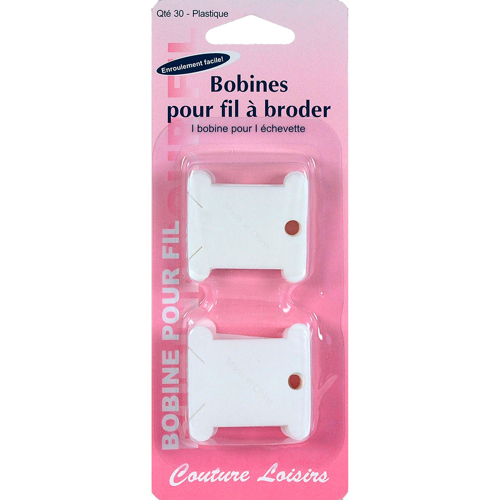 Lot de 30 bobines en plastique pour fil à broder