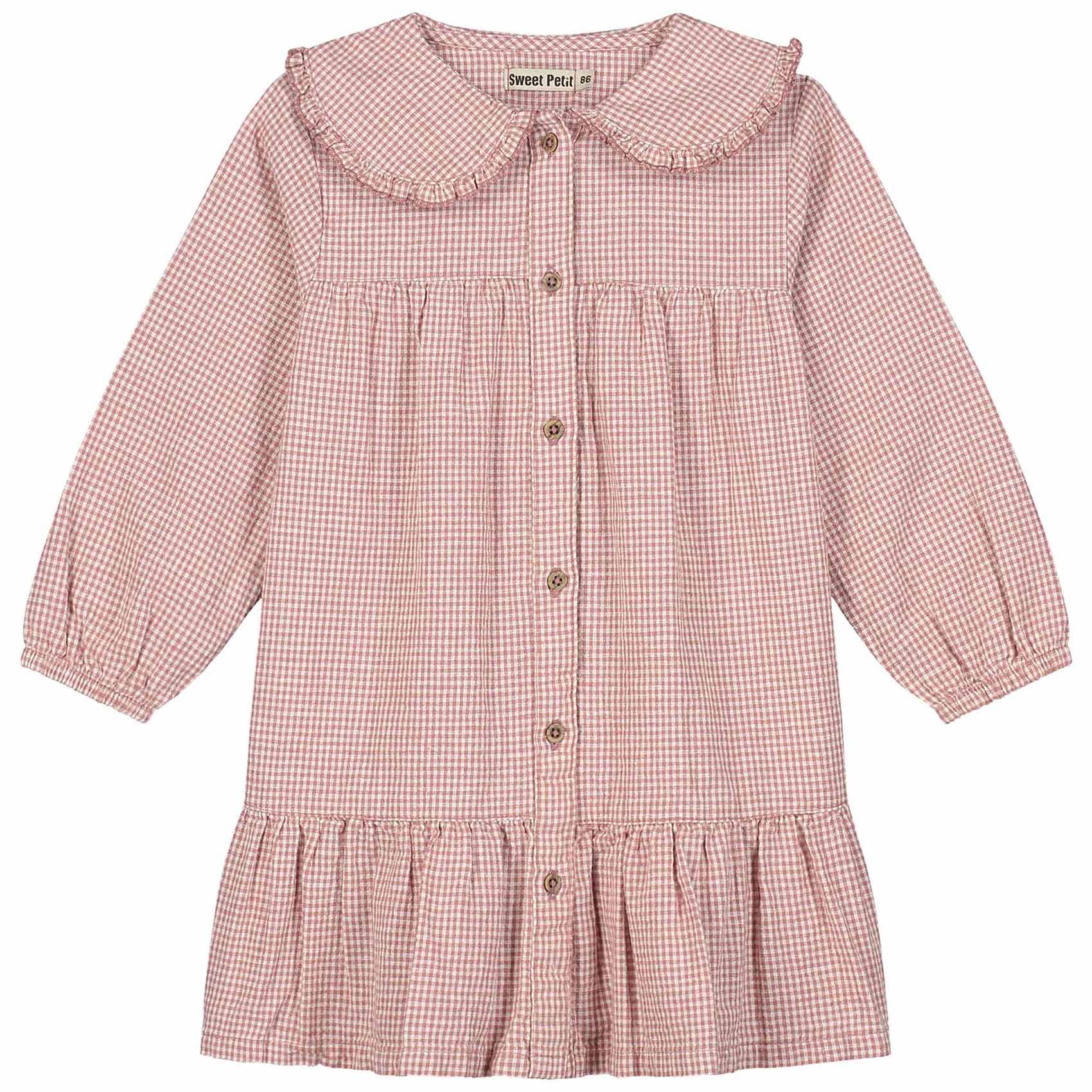 Sweet Petit baby jurk Suze lange mouwen ruit rood