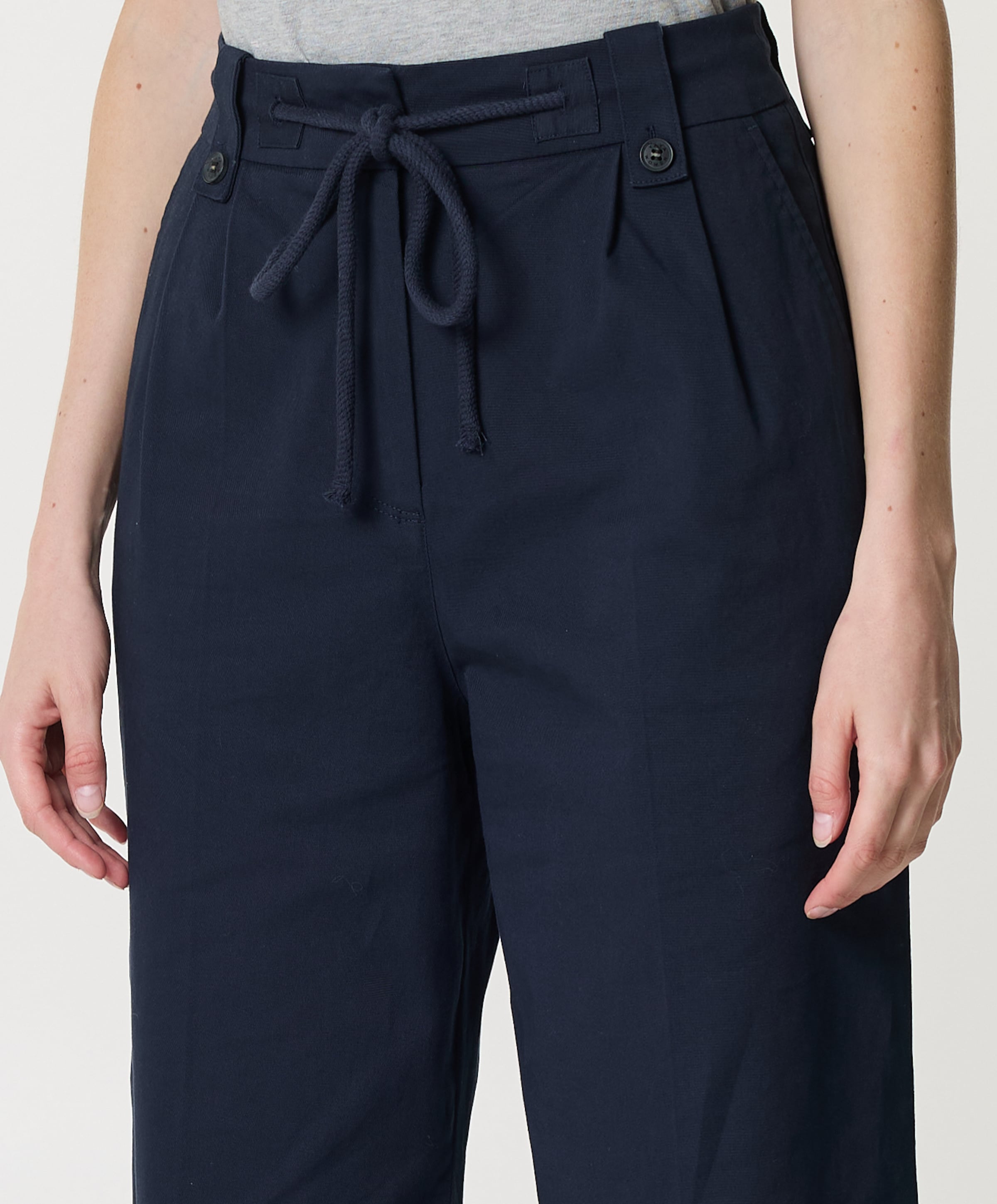 YAYA Geweven met strikkoord dames broek blauw