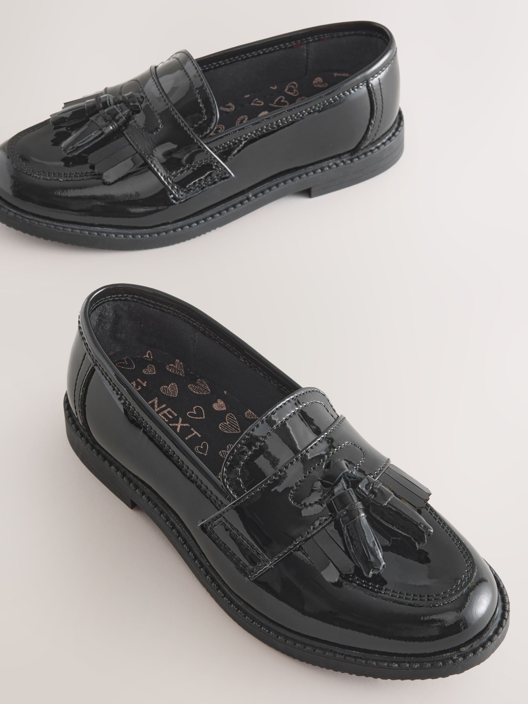 Zwart lak - Leren schoolschoenen met kwastjes