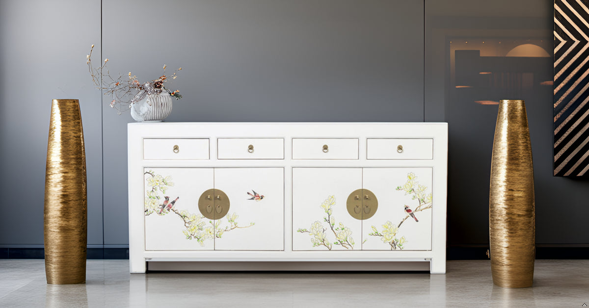 Fine Asianliving Chinese Dressoir Sneeuw Wit