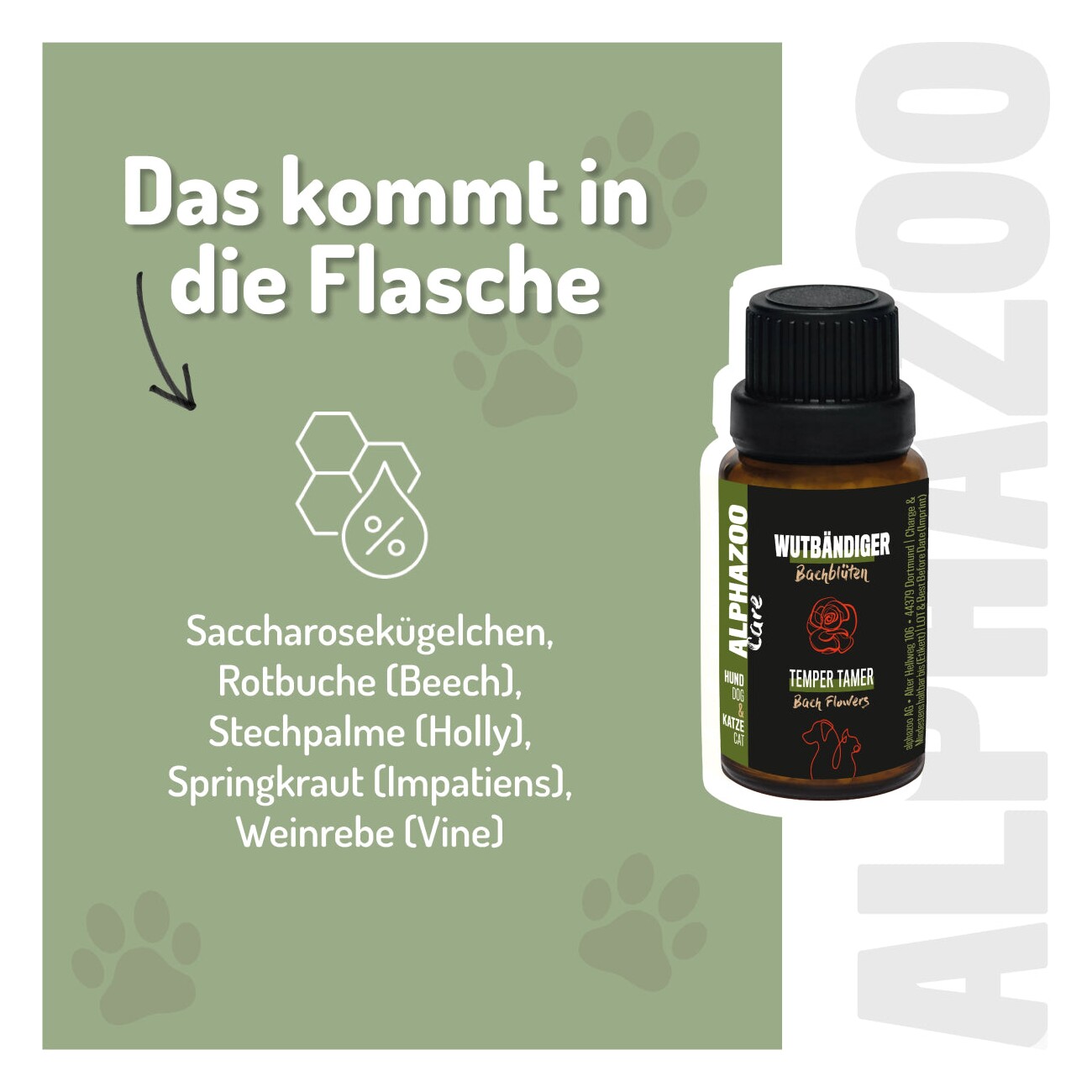 ALPHAZOO Wutbändiger Bachblüten, Globuli für Hunde und Katzen