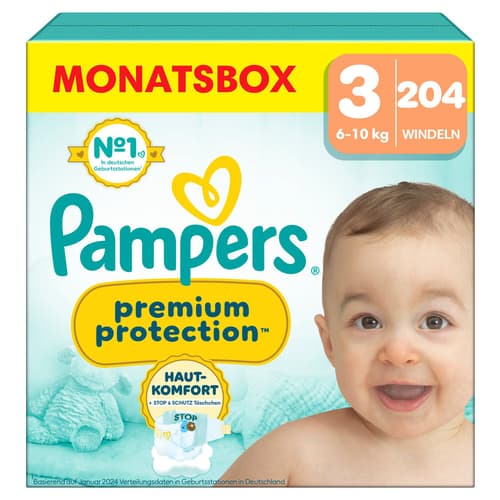 Pampers Premium Protection Windeln Gr.3, Monatsbox, 6-10kg