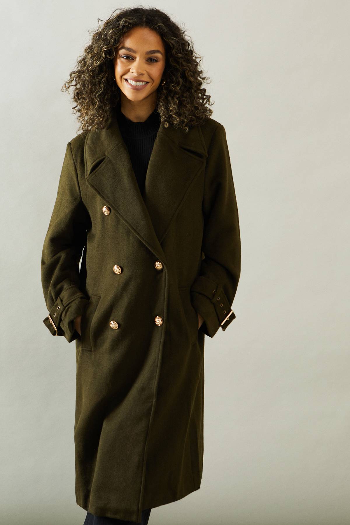 Wallis Manteau Croisé à Détails de Boucles