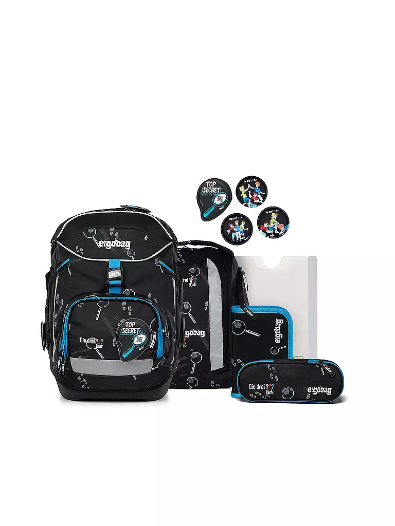 ERGOBAG Schultasche Set 6tlg Pack Drei Fragezeichen schwarz