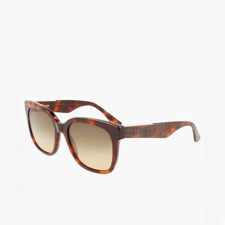 Lunettes de soleil Femme rectangulaires Croco Skin en acétate Lunettes de soleil - Marron - Lacoste - Femme