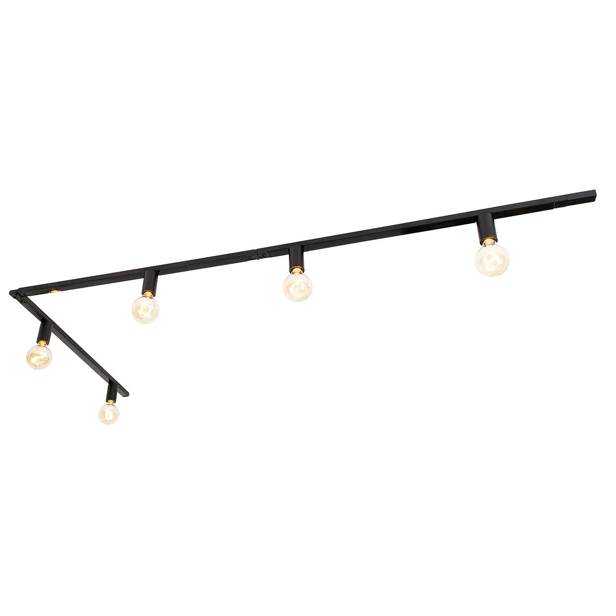 Moderne 1-fase railsysteem 5-lichts incl. E27 fitting zwart - Jeana