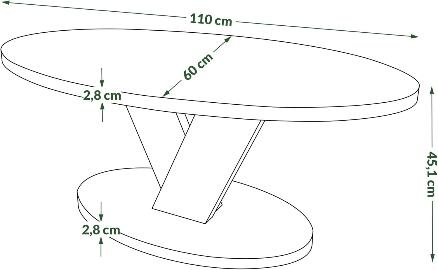 designimpex Design Couchtisch Lova Eiche Artisan/Beige matt 110x45x60 cm oval Couch Table Ablage Stubentisch Living Room Table Moderne Tische ovaler Wohnzimmertisch Sofa Wohnzimmer Küchentisch