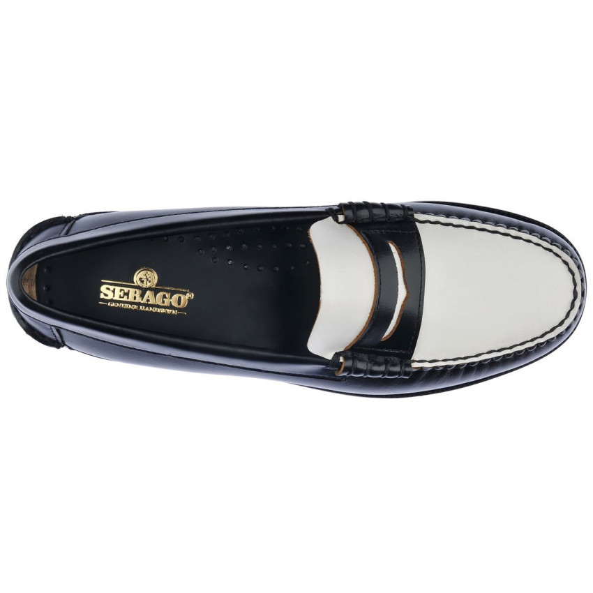 CLASSIC DAN Black White MOCASSIN-Mocassin pour femme en cuir brossé