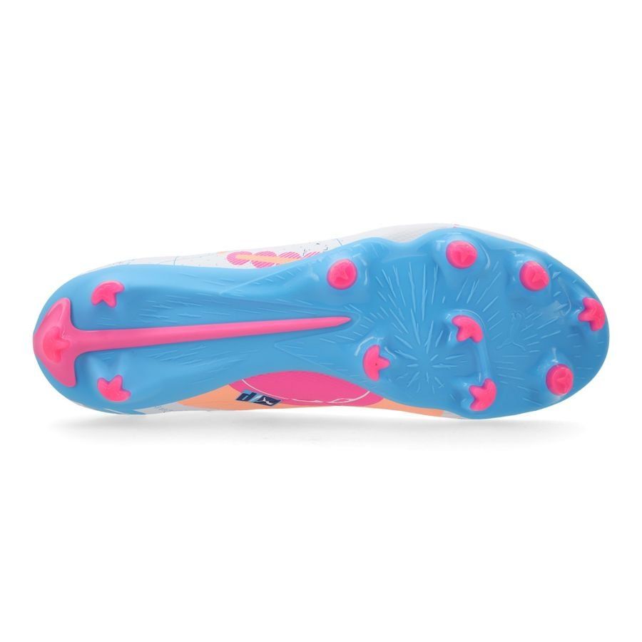 PUMA Ultra 5 Match FG/AG Volume Up - Blanc/Bleu/Poison Pink/Fizzy Melon Enfant