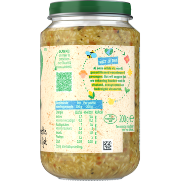 Olvarit 8+ Maanden Courgette Witvis Rijst 200g