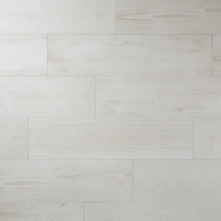 Carrelage extérieur Pinewood blanc 20 x 80 cm