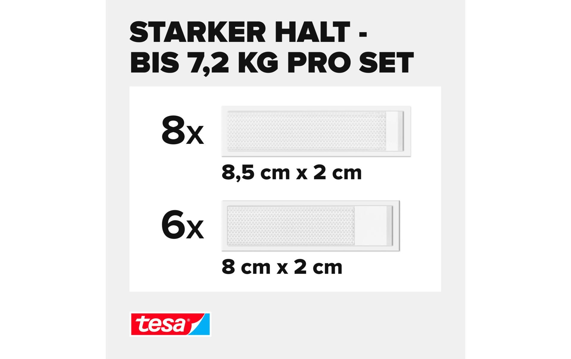 Montagestreifen Powerstrips CLICK 6 Paar M, 8 Paar LKlett-Klebepads zum An- und Abklicken von Bilderrahmen und Wanddekorationen ohne Bohren