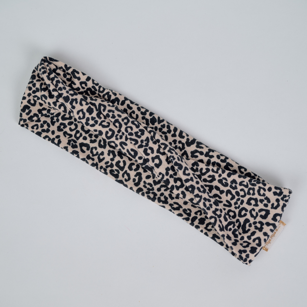 Bandeau Jersey Twisté Léopard Beige Noir