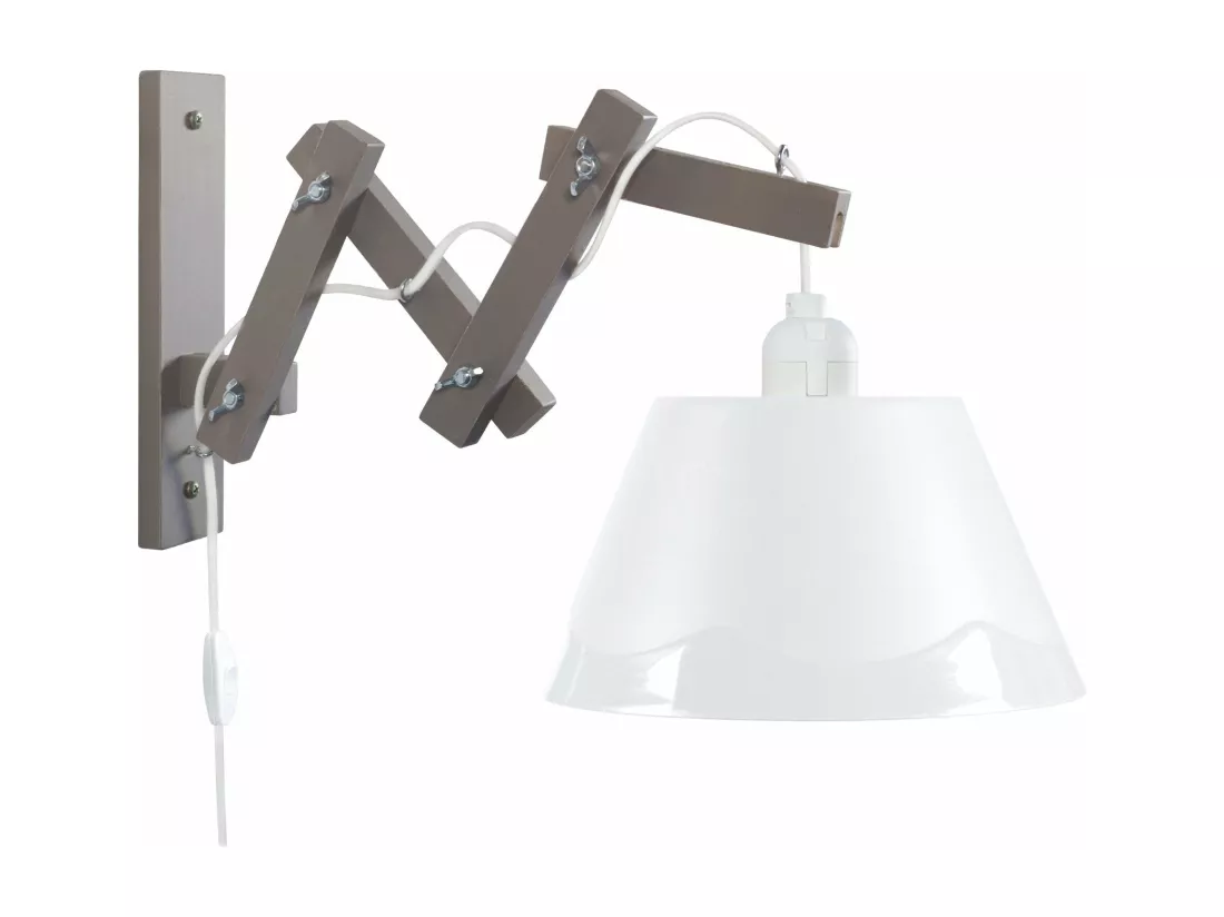 Applique abajour, bois taupe articulé 55cm.