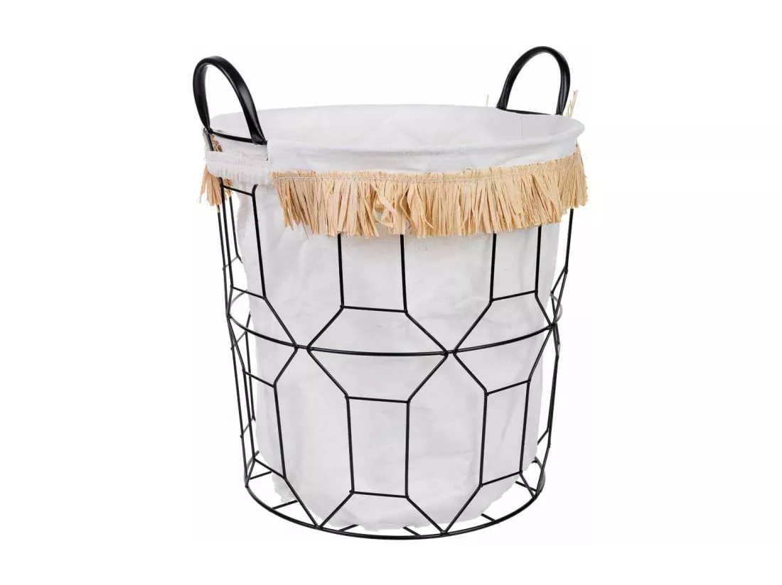Panier de rangement en métal et tissu D36x36/43