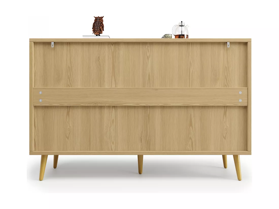 Buffet moderne - 4 portes - design géométrique - MDF - Naturel