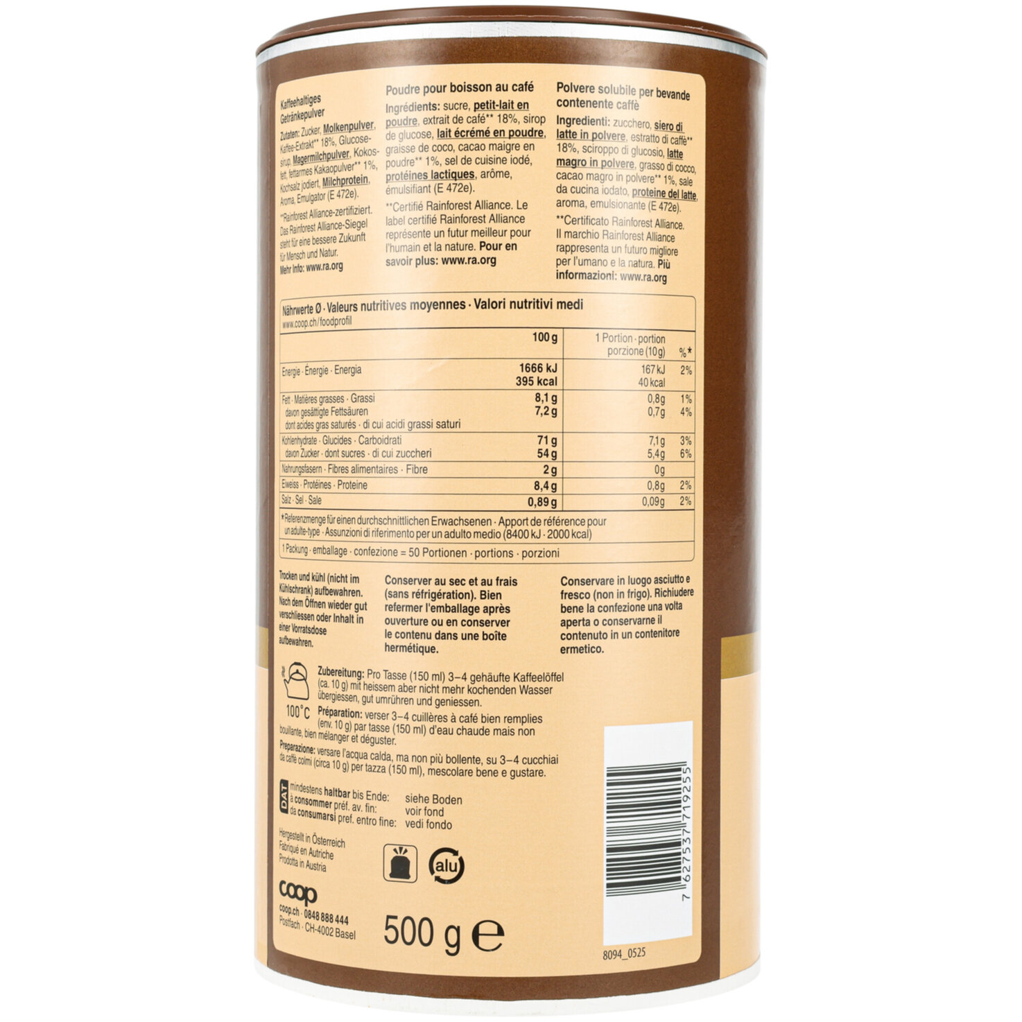 Prix Garantie Instant Cappuccino