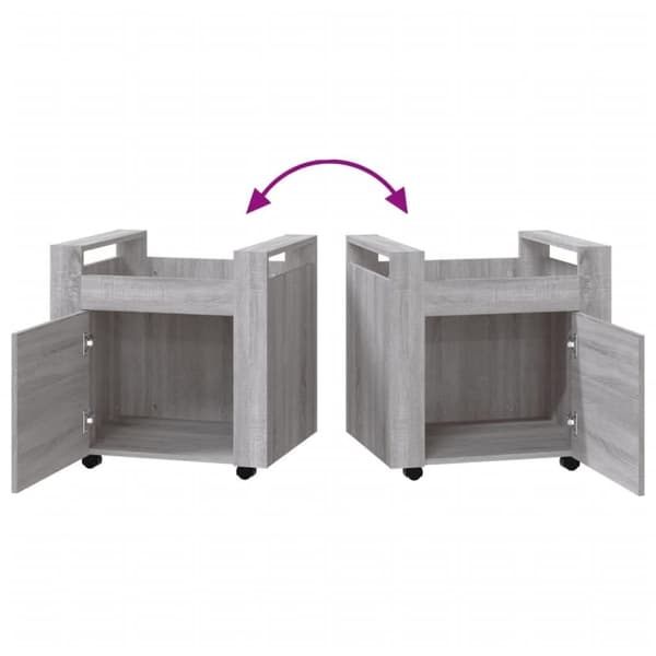 vidaXL Tralle til skrivebord grå eik 60x45x60 cm konstruert tre