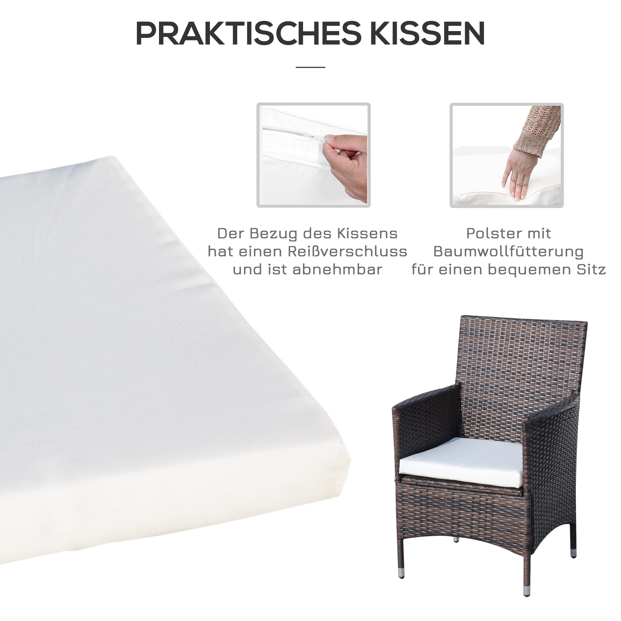 Outsunny Rattan-Sitzgruppe als 3-teiliges Set