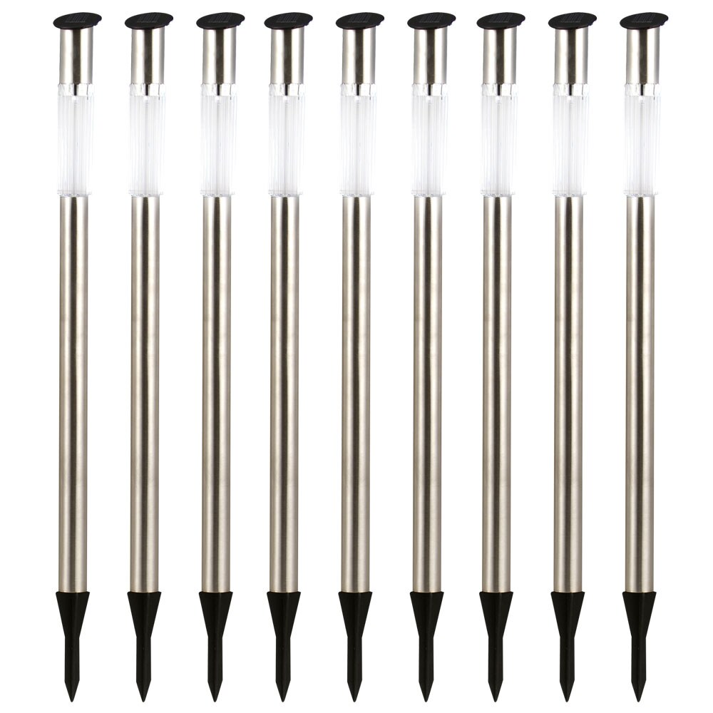 9er Set LED Edelstahl Solar Steckleuchten