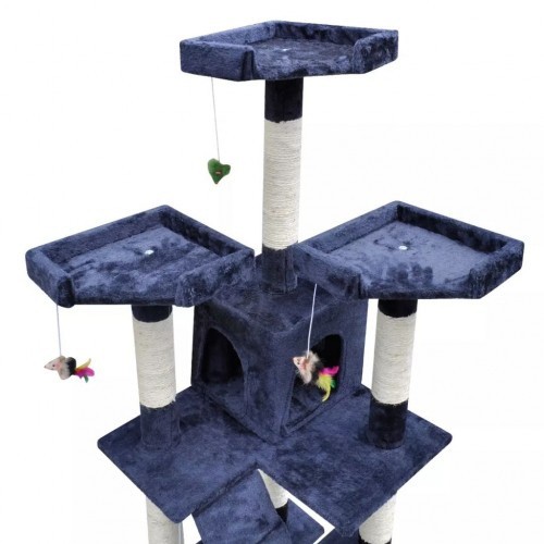 Arranhador e 2 casinhas para gatos, azuis