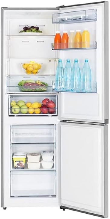 Hisense RB327N4AD2 Kühl-Gefrierkombination/ NoFrostPlus/ Multiflow 360°/ HolidayMode/ FreshZone/ 182,4 cm/ Kühlteil 171 l/ Gefrierteil 85 l/ 41 dB/ 287 kWh/ Jahr/ Edelstahl-Look