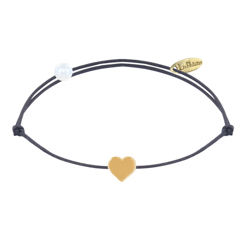 Bracelet Lien Plaqué Or Mini Coeur - Gris
