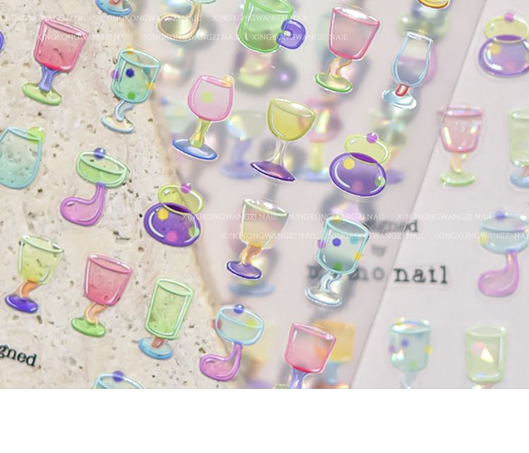 Padoma - Wijnglasprint Nail Art Stickers (Diverse ontwerpen)