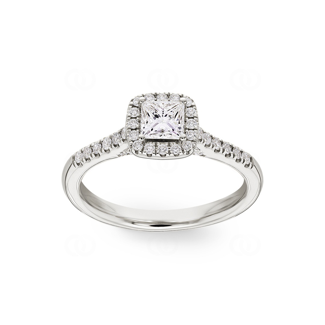 Princess Halo Diamantring 750/18 K Weissgold 0.85 ct G/si
