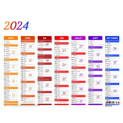 Calendrier Arc en Ciel - 7 mois par face - 33,5 x 43 cm - Oberthur