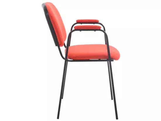Lot de 4 Chaise de conférence - Tissu & Métal noir mat - Rouge - Ken Pro