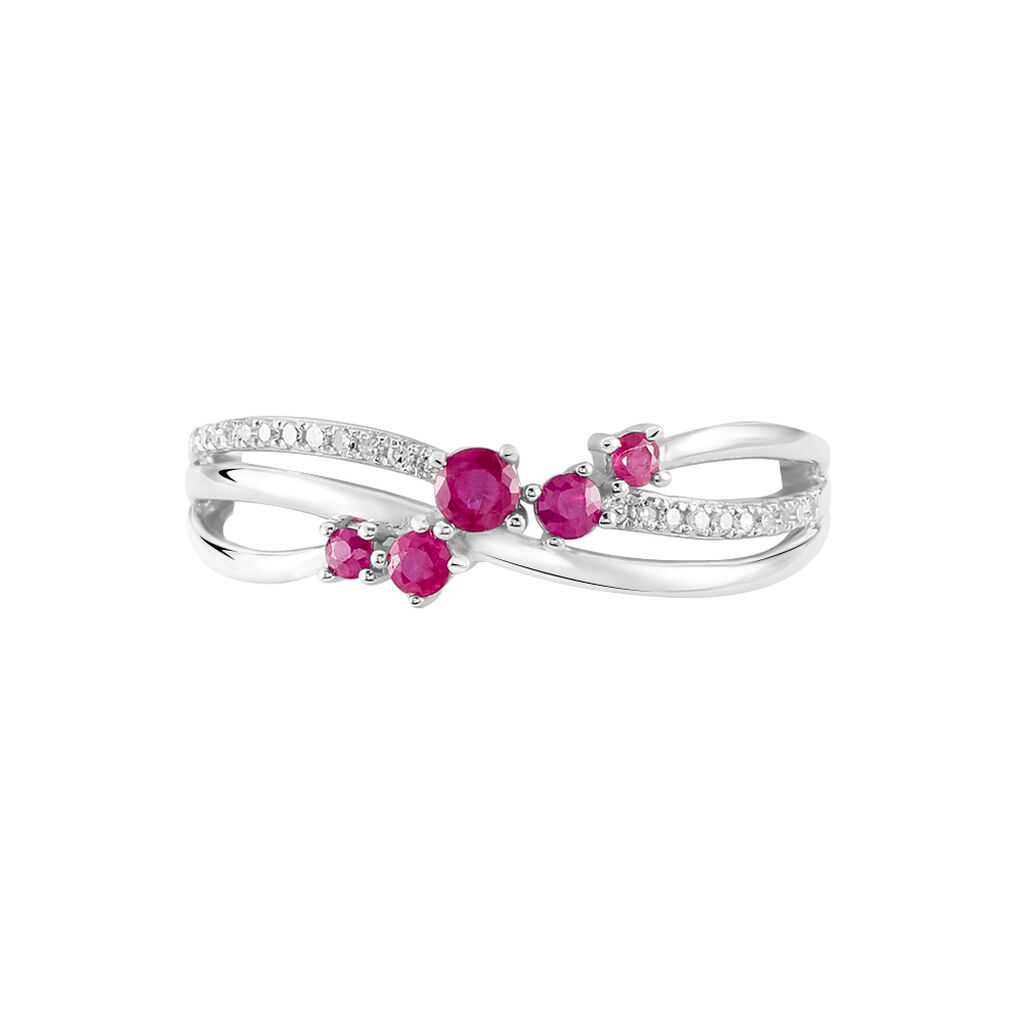 Bague Amarylis Or Blanc Rubis Diamant