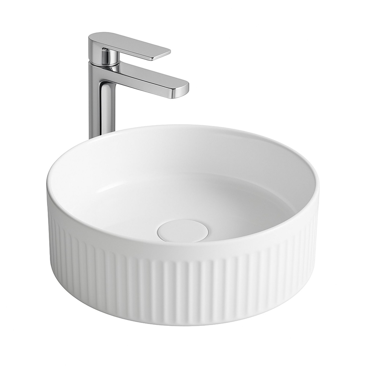 Sanigoods Flutty waskom ribbel glanzend wit