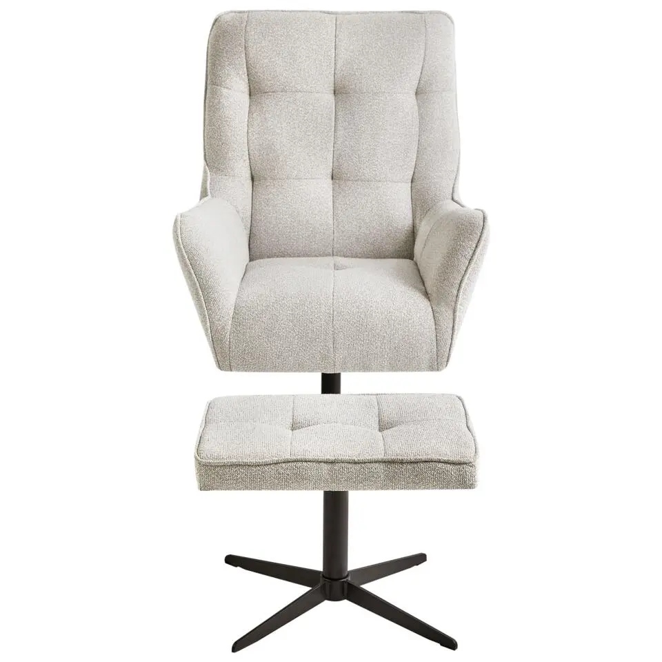 MOLLE - Fauteuil met voetenbank - Lichtbeige - Polyester