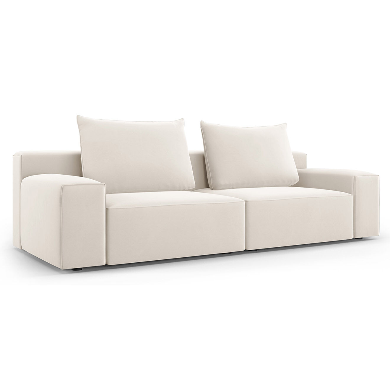 Mazzini Sofas Canapé Velours Ivy 4 Places beige - 250x105x89 cm