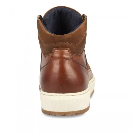 Baskets MARRON DENIM SIDE CUIR