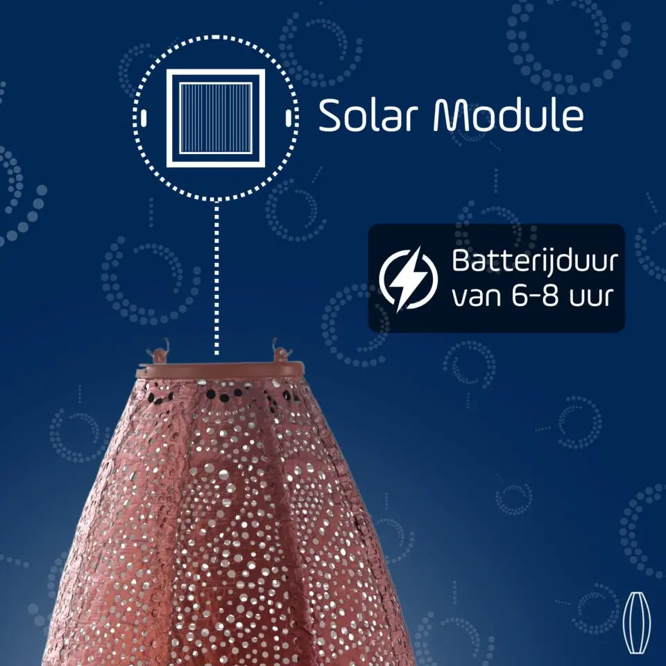 LUMIZ Solar Lampion Paisley Long Oval - 20 cm - Koper