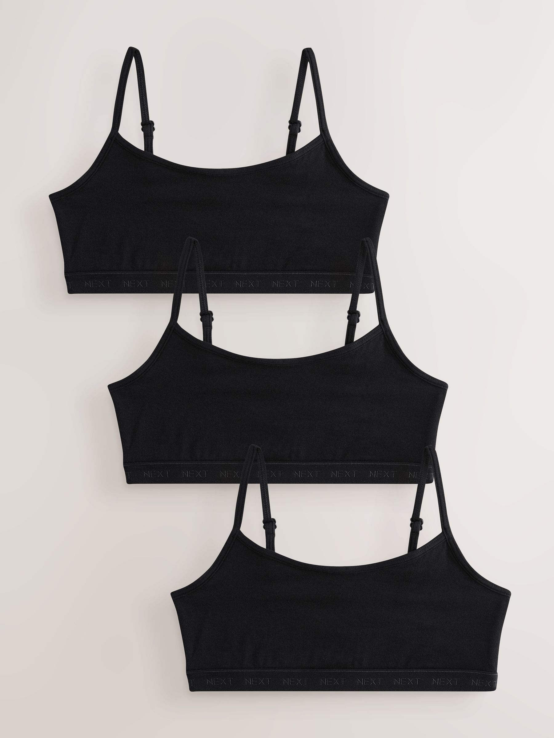 Zwart - Set van 3 crop tops met bandjes (5 - 16 jr)