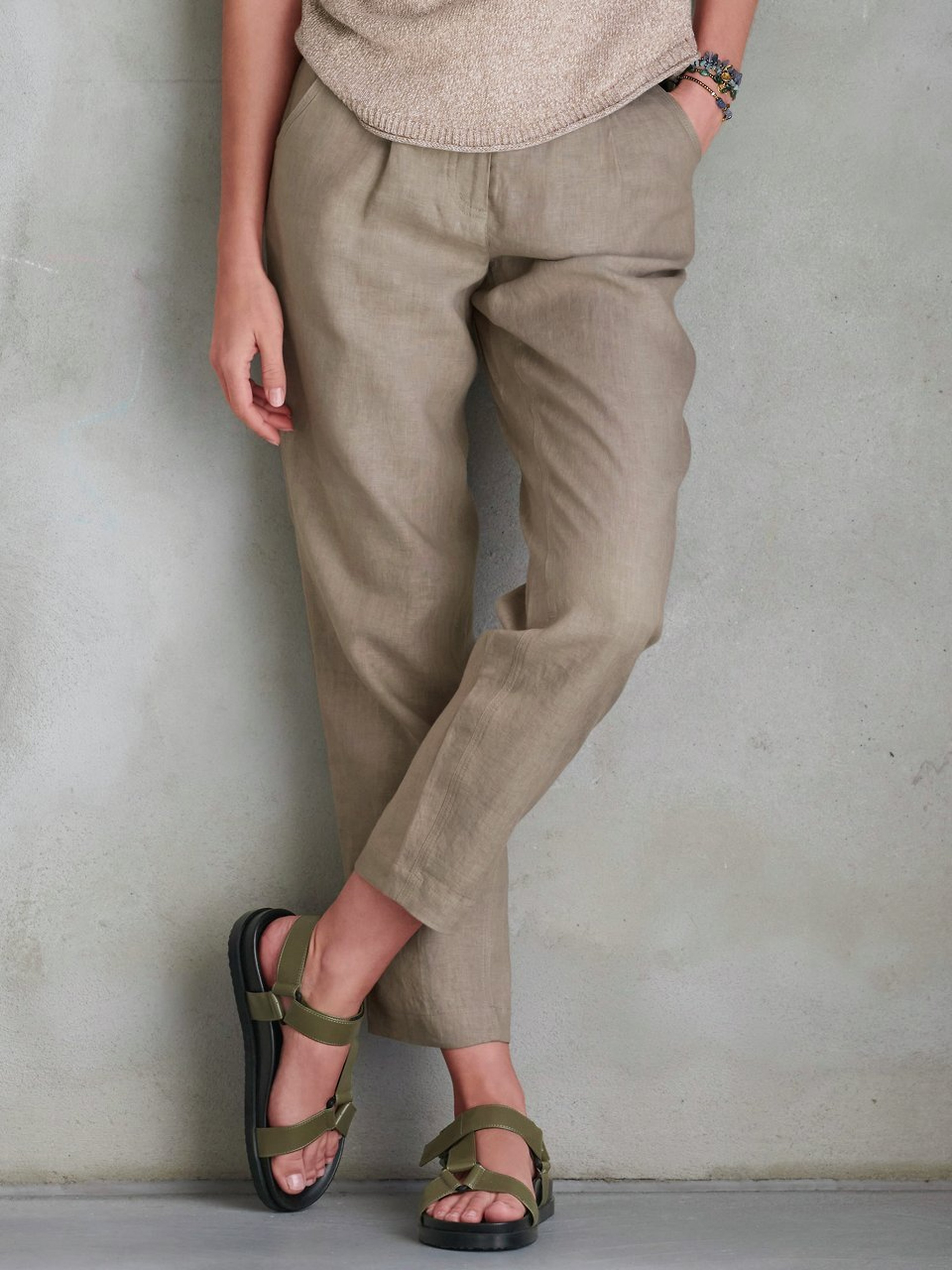 Knöchellange Hose aus 100% Leinen