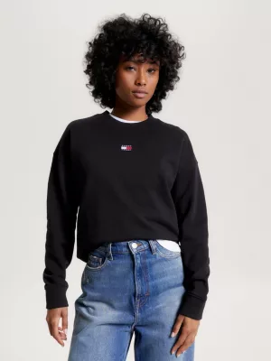Moletom Badge Boxy Fit com Gola Redonda