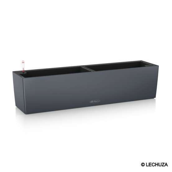 Jardinière balconera color en plastique gris ardoise - 79x19x19 cm