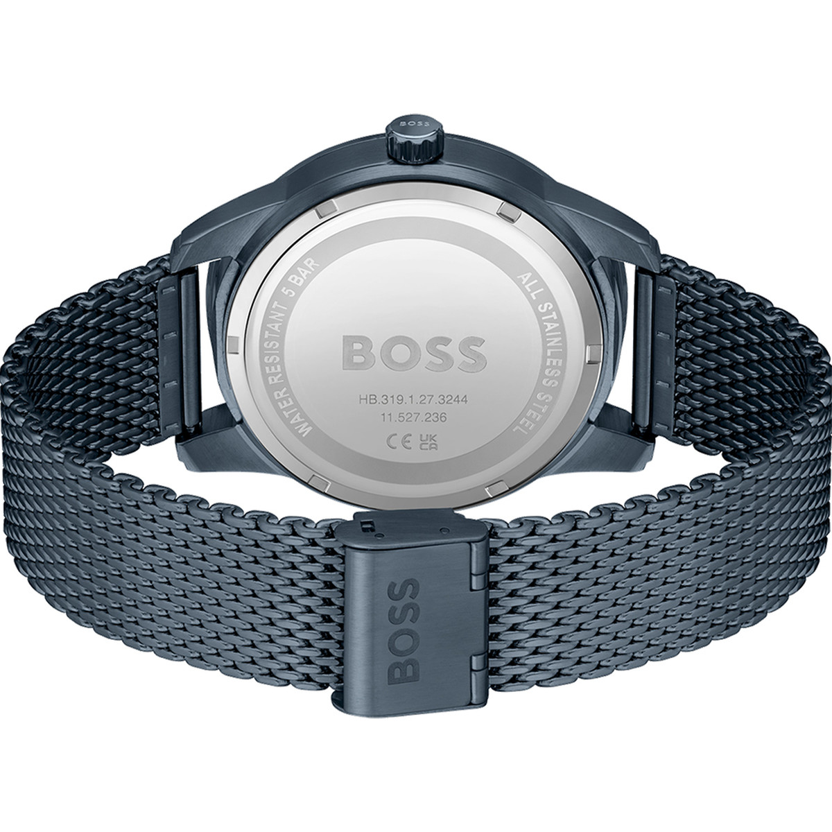 Montre BOSS sport lux homme automatique, bracelet acier bleu