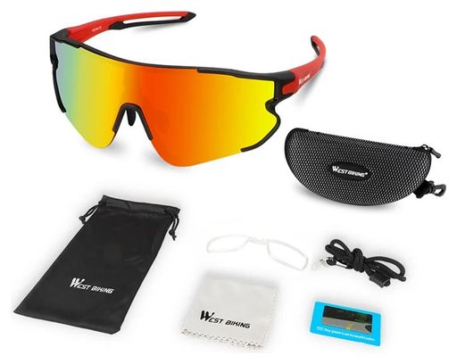 Lunettes de soleil de sport polarisées UV400 - rouge