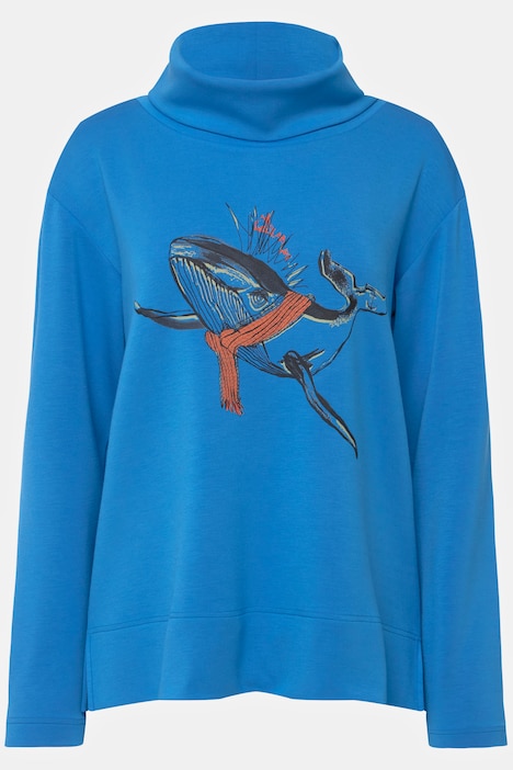 Sweatshirt, Wal-Print, Rollkragen, Langarm