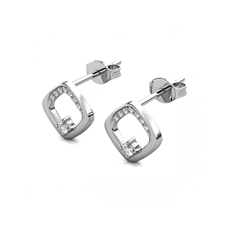 Boucles d'oreilles Adelise - Argenté et Cristal