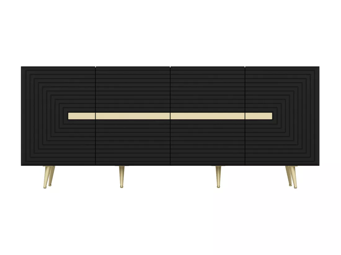 Buffet avec 4 portes en MDF - Noir et doré - MOLYA de Pascal MORABITO