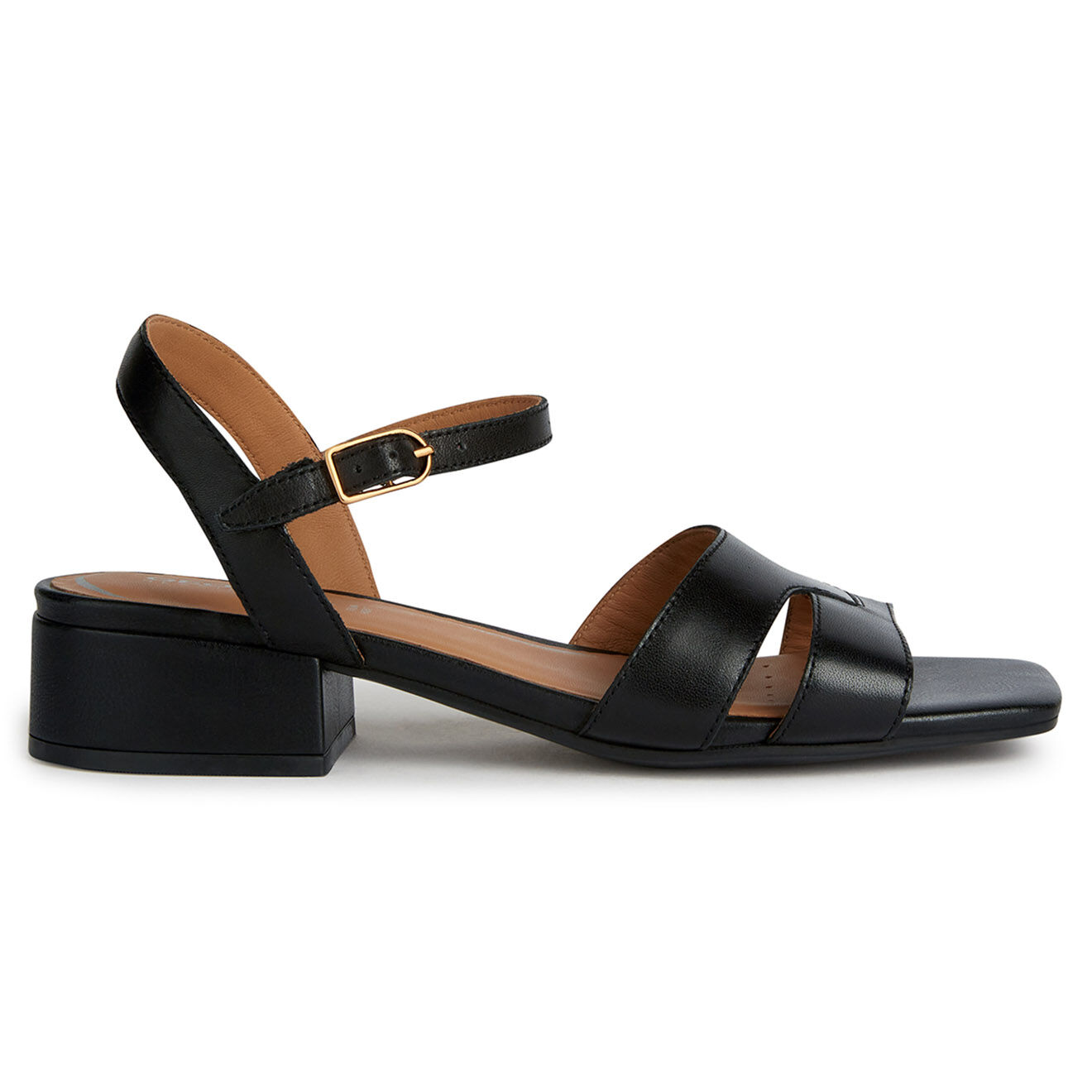 Geox Sandales en Cuir Genziana noires - Talon 6.5 cm