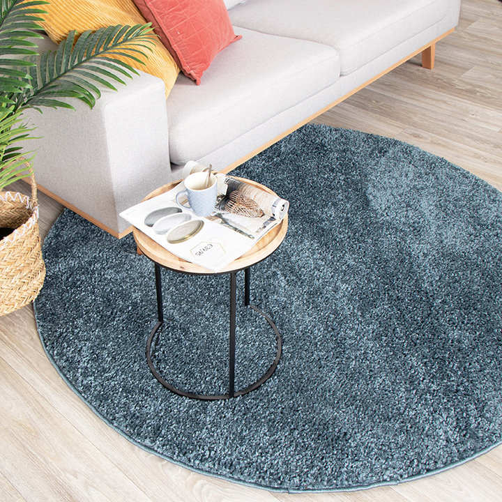 Rond hoogpolig vloerkleed - Lofty Blauw | Haal kleur in huis!